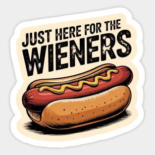 Just Here For The Wieners Funny 4th of July Hot Dog USA Sticker